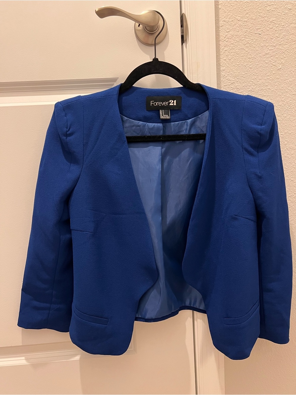 Forever 21 Royal Blue Open Front Blazer Women's Small Career Office Jacket